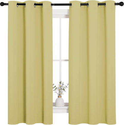NICETOWN Blackout Curtains - Paler Yellow Thermal Insulated Drapes | 1 Pair, 42 x 63 Inches for Bedroom