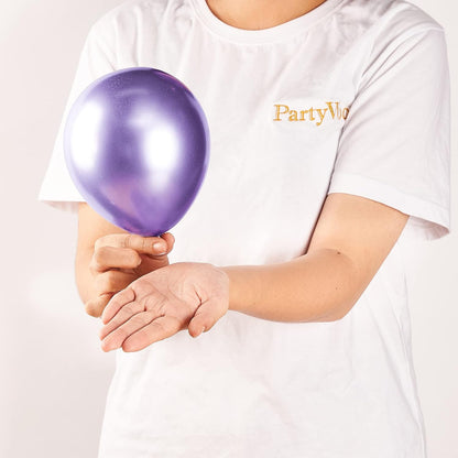 PartyWoo Metallic Purple Balloons - 50 Pcs Mini Chrome Latex for Weddings, Graduations & Parties