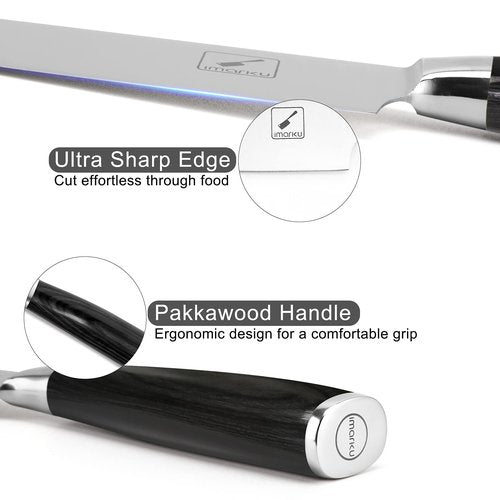 imarku Chef Knife - Pro Kitchen Knife 8 Inch Chef's Knives Japanese SUS440A Stainless Steel Sharp Paring Knife with Ergonomic Handle, Black Handle, Mothers Day Gifts for Women Men