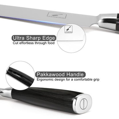 imarku Chef Knife - Pro Kitchen Knife 8 Inch Chef's Knives Japanese SUS440A Stainless Steel Sharp Paring Knife with Ergonomic Handle, Black Handle, Mothers Day Gifts for Women Men