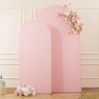 Skiennix Pink Arch Cover Set - 7.2ft & 6ft Spandex Backdrop for Weddings & Parties
