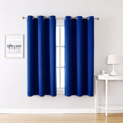 ChrisDowa Blackout Curtains - Thermal Insulated Room Darkening Panels Set (Royal Blue, 42W x 63L)