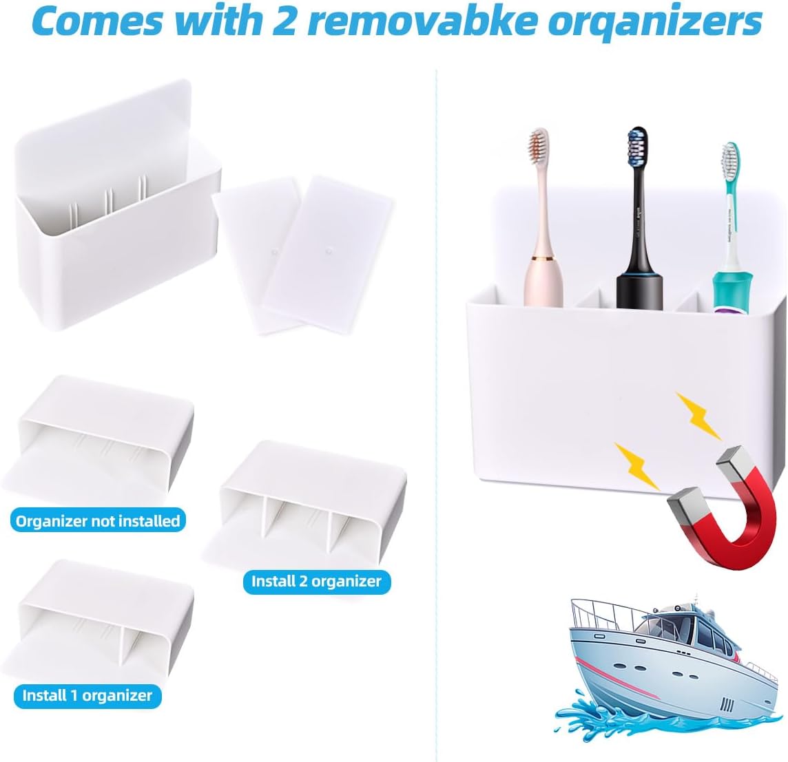 Skiennix Magnetic Toothbrush Holder - Wall Mounted Organizer for Cruise Essentials | Perfect for Caribbean & Alaska Trips