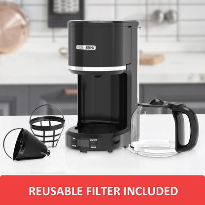 Mr. Coffee 10-Cup Programmable Coffee Maker - Permanent Filter, Removable Reservoir, Delay Brew, Black