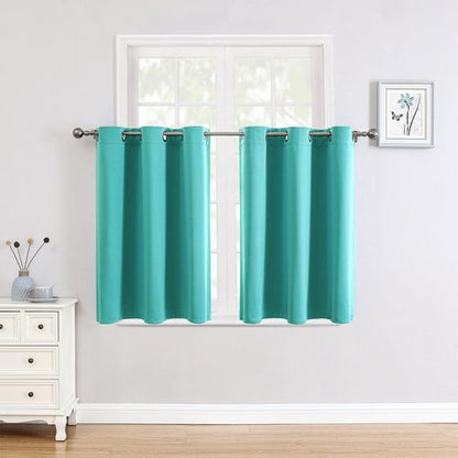 ChrisDowa Small Window Curtains - Grommet Thermal Insulated Room Darkening Panels (Teal, 52 x 36 Inch)