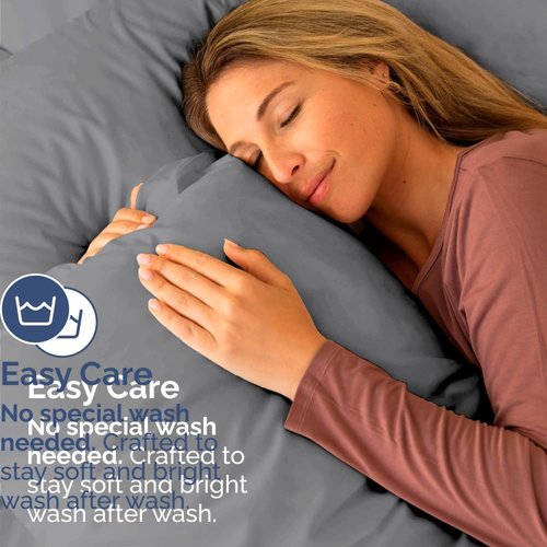 King Standard Pillow Cases | Set of 4 Soft Hotel Quality Covers - Comfy Steel Blue Bedding for All Ages