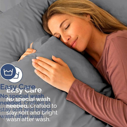 King Standard Pillow Cases | Set of 4 Soft Hotel Quality Covers - Comfy Steel Blue Bedding for All Ages
