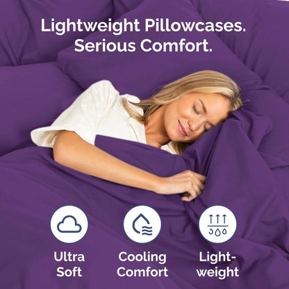 Skiennix Body Pillowcases Set of 2 | 20x54 Long Soft Covers for Side Sleepers - Comfy, Breathable, Machine Washable (Purple)