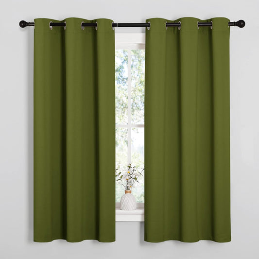 NICETOWN Olive Green Blackout Curtains - Thermal Insulated Drapes for Small Windows | 40" Length, 2 Panels, 29" Wide