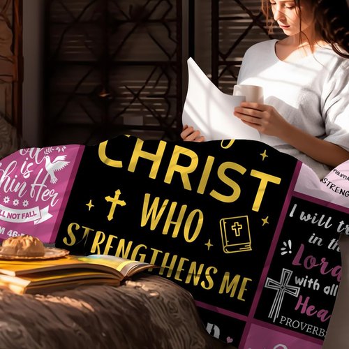 Christian Blanket Inspirational Thoughts Throw Blanket Bible Verse Prayers Get Well Soon Blankets Soft Lightweight Flannel Blanket 60"X50"