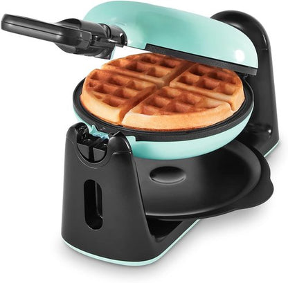 Dash Flip Belgian Waffle Maker - Nonstick Rotating Design with Quick Heat-Up for Easy Breakfasts - Aqua
