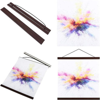 Benjia Magnetic Wooden Poster Frame - Light Wood Hanger for Photos & Art Prints | 25" Walnut Finish