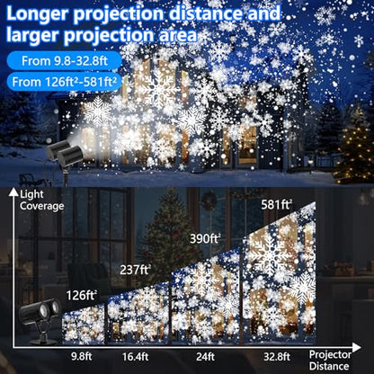 Christmas Projector Lights Outdoor Snowflake Projector with Timer - Dual-Head Holiday Decor