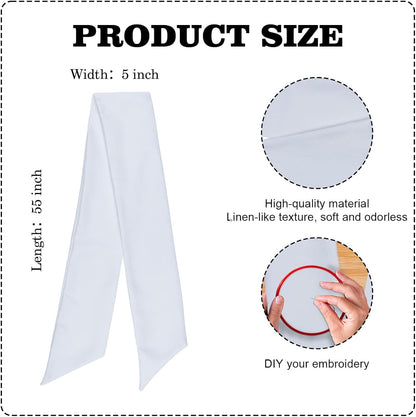 Skiennix White Blank Sash Ribbon - 55" Professional Grade Linen Bow for Wedding & Holiday Crafts