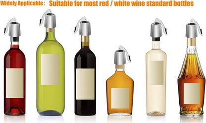 3 Pack Stainless Steel Wine Stoppers, Reusable Wine Bottle Stopper Sealer with Silicone Plug, Beverage and Wine to Keep Fresh, Ideal Gift for Wine Lover