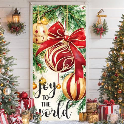 Christmas Door Cover Decorations Joy to the World Holiday Porch Sign