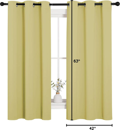 NICETOWN Blackout Curtains - Paler Yellow Thermal Insulated Drapes | 1 Pair, 42 x 63 Inches for Bedroom