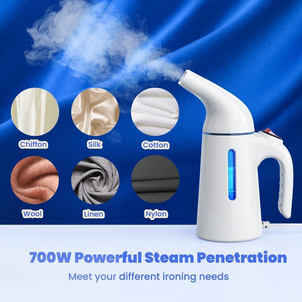 Skiennix Portable Clothes Steamer - 700W Fast Heat-Up in 40 Seconds | 120ML Water Tank, 25g/min Steam Output
