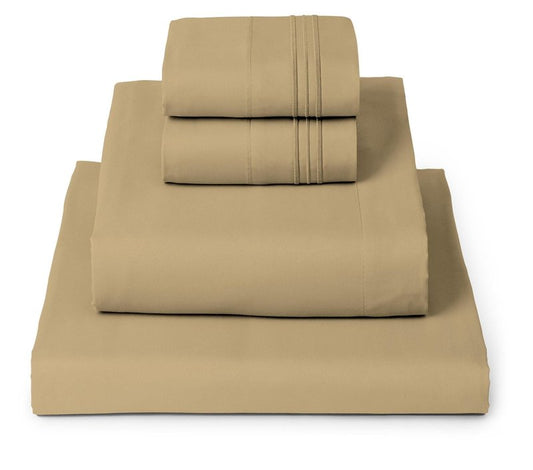 Mellanni King Sheets Set - 4 PC Iconic Collection Bedding - Hotel Luxury, Extra Soft, Cooling Bed Sheets - Wrinkle, Fade, Stain Resistant (King, Gold)