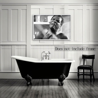 Regine Switzerland Funny Friday Bathroom Poster - Black & White Wall Art Canvas Print | 16x24 Inch Unframed Decor