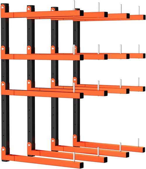 Lumber Storage Rack - 4 Pack Adjustable Wall Mount | Heavy Duty Metal Holds Up to 1040 Lbs