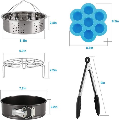 Instant Pot Accessories Set - Essential Tools with Steamer Basket, Cheesecake Pan & Silicone Mold | Fits 6 Qt & 8 Qt