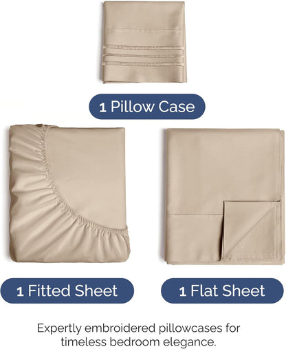 Skiennix Twin XL Sheet Set - Comfy Cooling Bed Sheets | Ultra-Soft, Deep Pockets, Wrinkle-Free - Cream