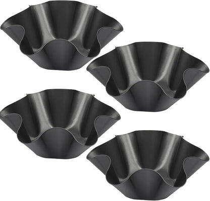 Skiennix Nonstick Taco Shell Bowl Set - 4 Large Carbon Steel Tortilla Makers for Frying & Serving