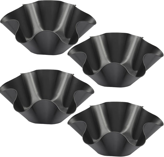 Skiennix Nonstick Taco Shell Bowl Set - 4 Large Carbon Steel Tortilla Makers for Frying & Serving