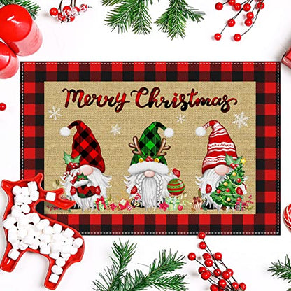 Christmas Gnome Truck Placemats Set of 6 - Holiday Kitchen Table Decor