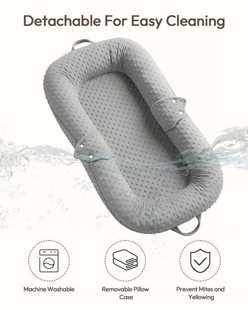 Baby Lounger Pillow - 2-in-1 Infant Lounger & Portable Tummy Time Mat for Newborns 0-48 Months