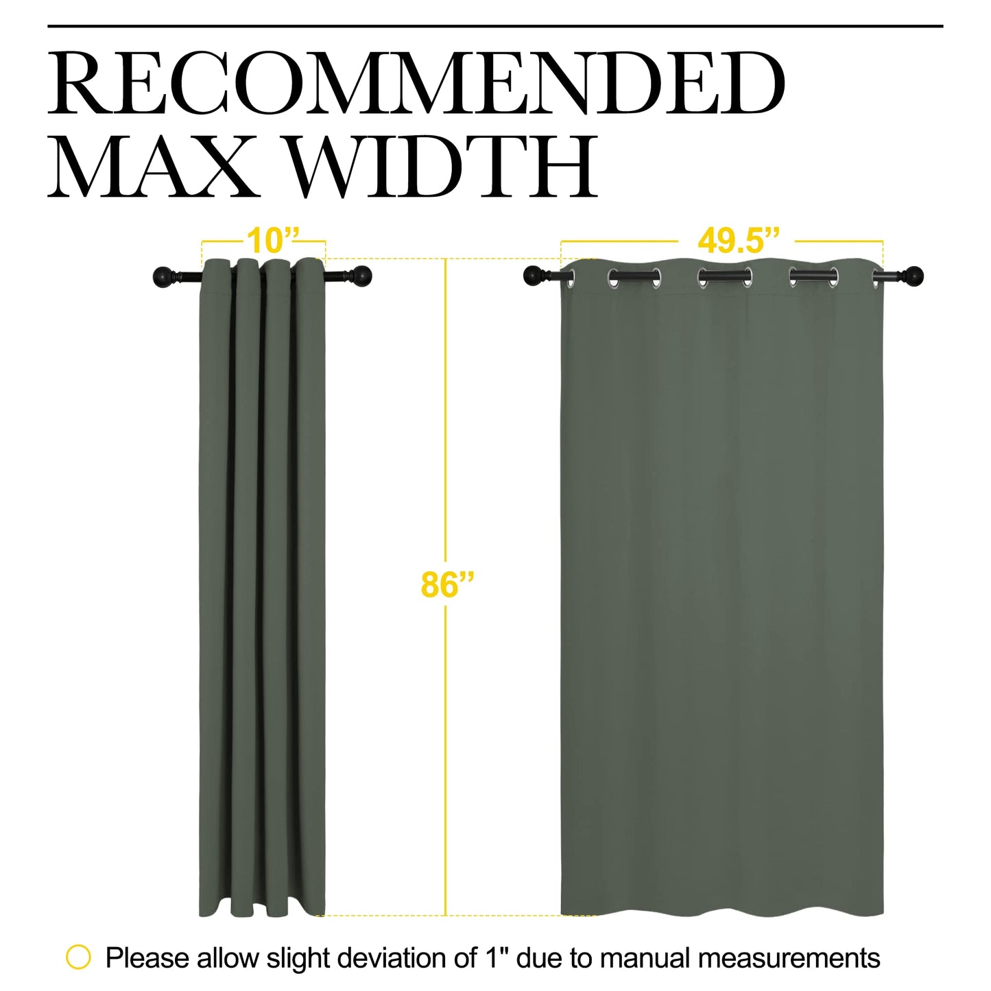 NICETOWN Dark Mallard Blackout Curtains Grommet - Home Decorations Thermal Insulated Solid Grommet Top Blackout Living Room Panels/Drapes for Gift (1 Pair, 55 x 86 inches)