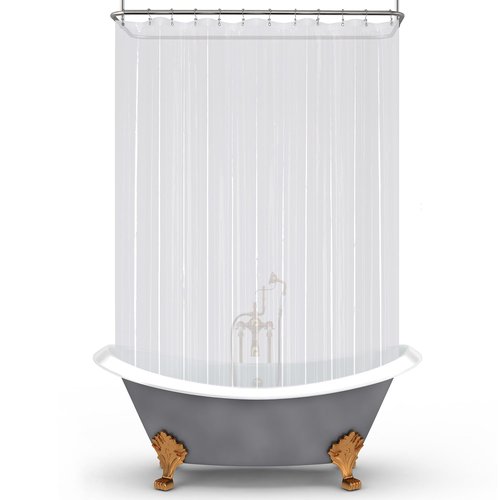 Mrs Awesome Clawfoot Tub Shower Curtain or Liner with 12 Magnets - Free 36 Hooks Included, Waterproof PEVA, 180" x 60", Clear
