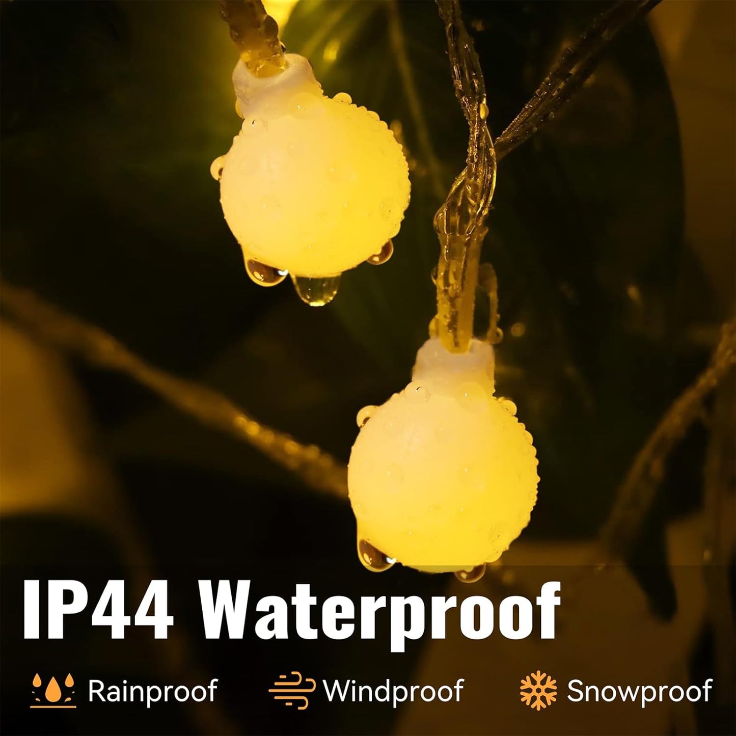 WERTIOO Globe String Lights - 33ft 100 LED Battery Operated Lights with Remote & Timer | Warm White for Indoor & Outdoor Use