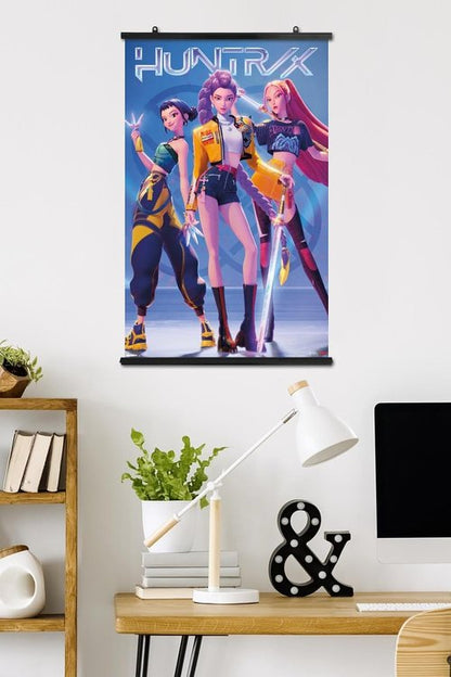 Huntrix | KPop Demon Hunters Wall Poster - 34" x 22.4" | Includes Poster & Clip Bundle
