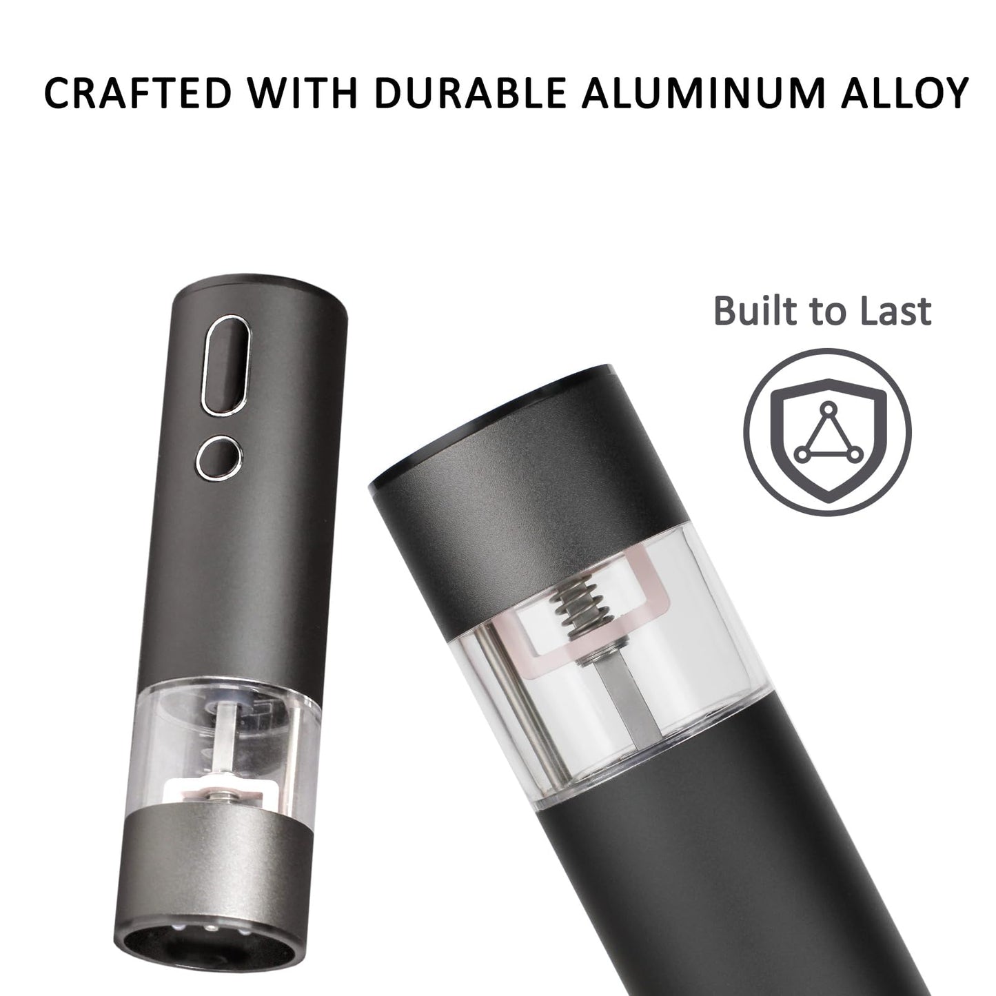 Rechargeable Electric Salt and Pepper Grinder Set with LCD Display, Adjustable Coarseness, Automatic Salt & Pepper Grinder Set for Kitchen, Aluminum Alloy Electric Pepper Mill