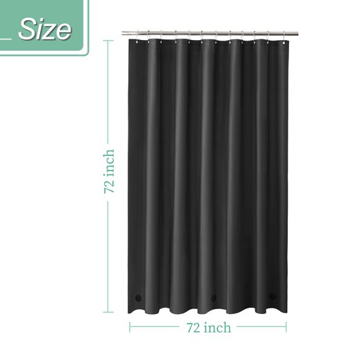 Mrs Awesome Black Shower Curtain Liner with 3 Magnets, 72x72 Premium Flexible Sturdy Plastic Shower Curtain for Bathroom Lightweight & Waterproof, Black