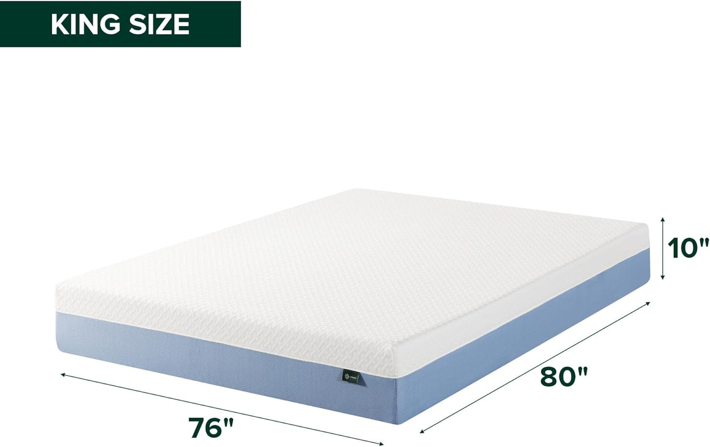Zinus 10 Inch King Cooling Memory Foam Mattress - Fiberglass Free, Medium Feel, Breathable Layers