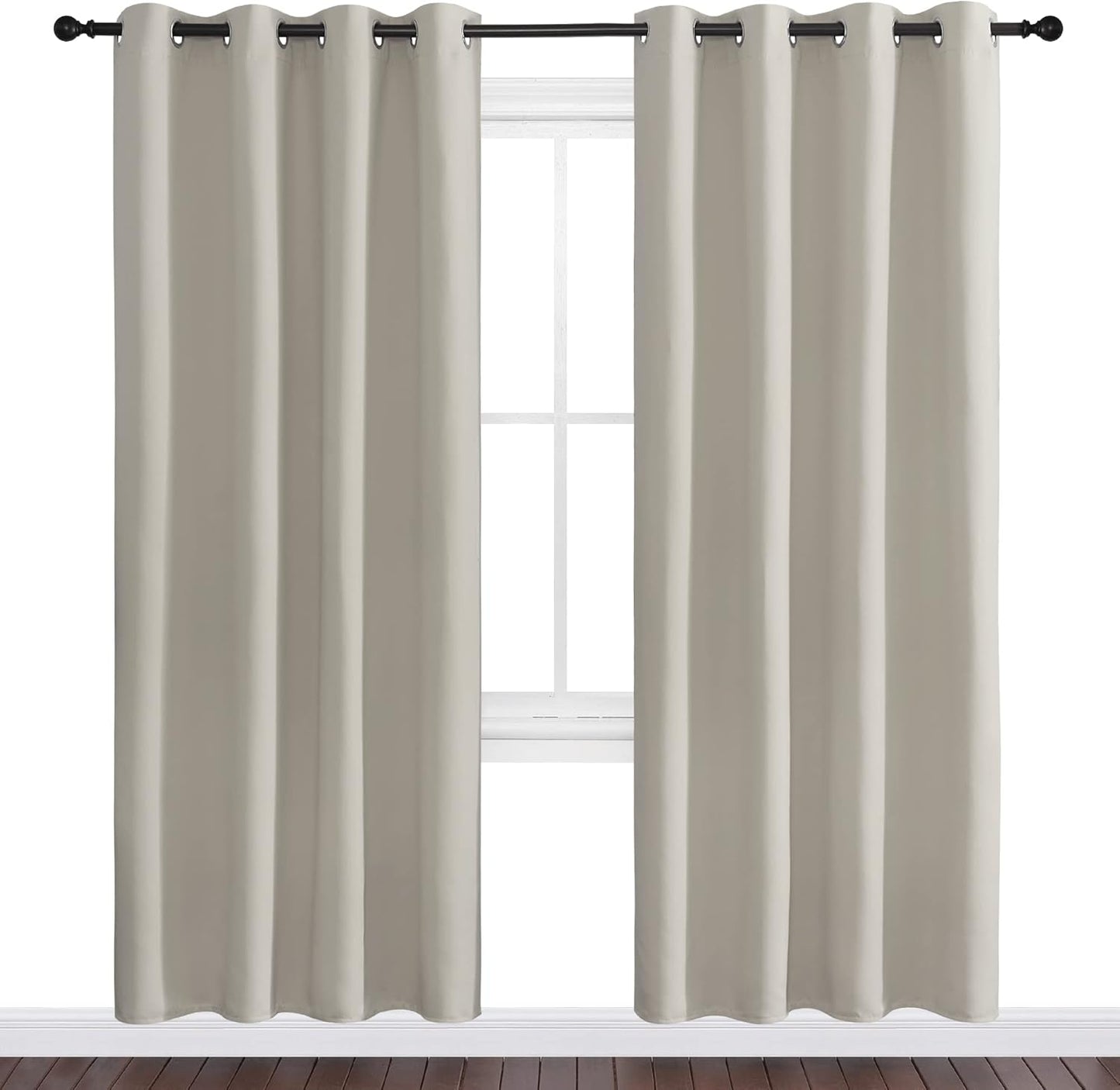NICETOWN Natural Room Darkening Curtains - 78" Long | Total Privacy Drape Panels for Boho Farmhouse Decor (Set of 2, 55" Wide)