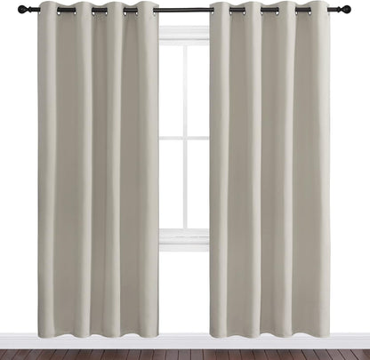 NICETOWN Natural Room Darkening Curtains - 78" Long | Total Privacy Drape Panels for Boho Farmhouse Decor (Set of 2, 55" Wide)