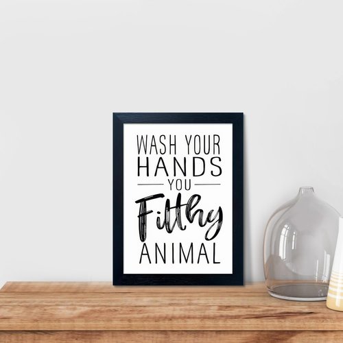 Bathroom Quotes Wall Decor - Black and White Canvas Art for Kid's Washroom | Small Framed Toilet Signs