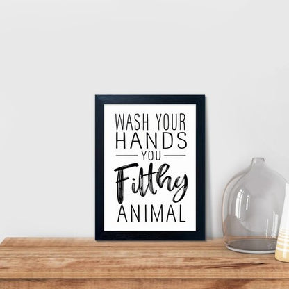 Bathroom Quotes Wall Decor - Black and White Canvas Art for Kid's Washroom | Small Framed Toilet Signs