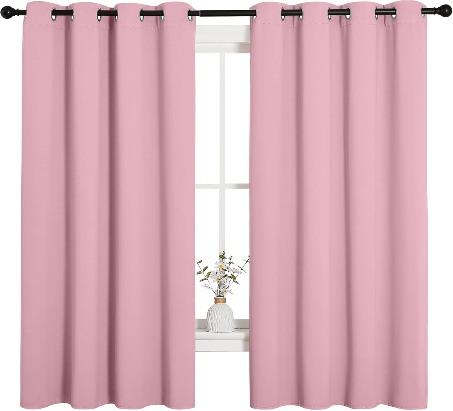 NICETOWN Blackout Curtain Panels - Thermal Insulated Grommet Drapes, Crystal Pink, 55x68 Inches (1 Pair)