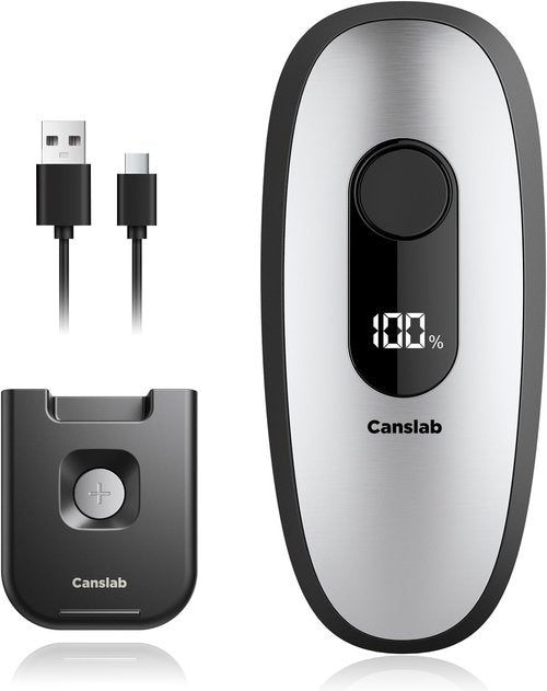 Canslab IRON Rechargeable Electric Can Opener - Wall-Mountable, Smart Auto Stop & LED Battery Indicator