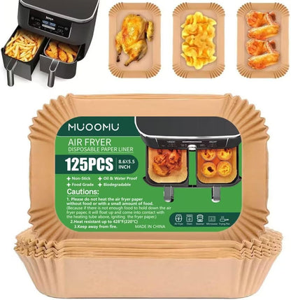 Ninja Air Fryer Disposable Paper Liners - Non-Stick Parchment for Baking | Oil & Water Proof (125PCS, 8.6in x 5.5in)