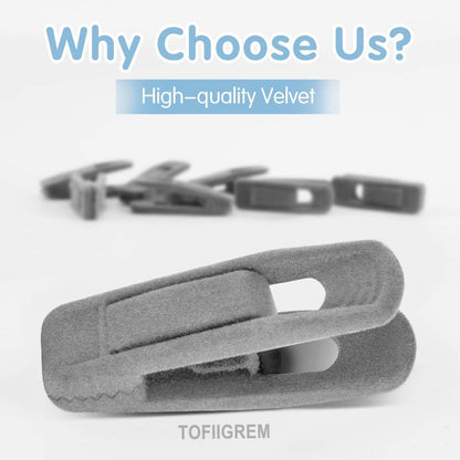 TOFIIGREM Grey Velvet Clips - 20 PCS Non-Slip Clips for Slim Velvet Hangers | Ideal for Pants and Clothes