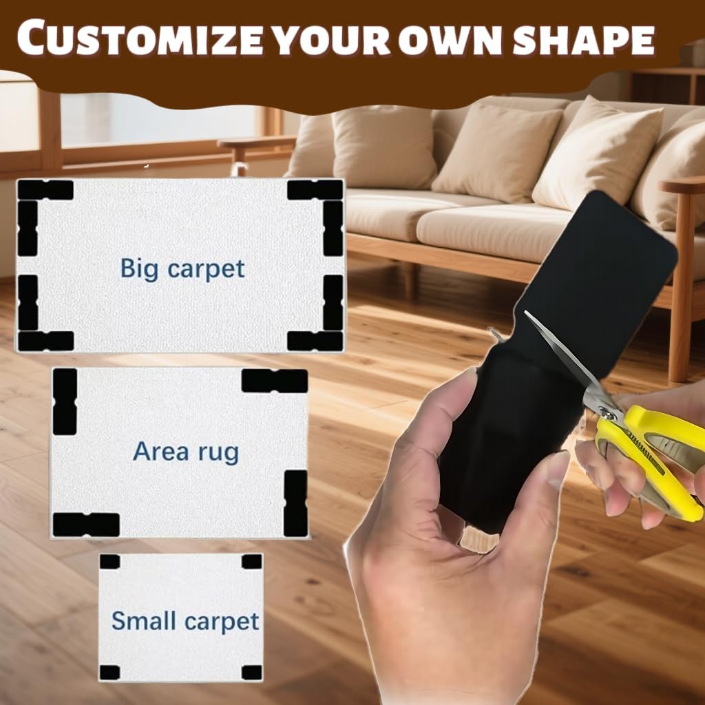 Skiennix Non-Slip Carpet Grippers - Strong Adhesive Pads for Area Rugs | Removable & Washable (10pcs)