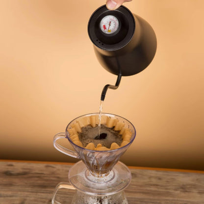 Pour over Coffee Kettle, Tea Kettle with Thermometer Stovetop Gooseneck Kettle Induction Stainless Steel Gooseneck Kettle Coffee Pot with Wood Handle 850ml