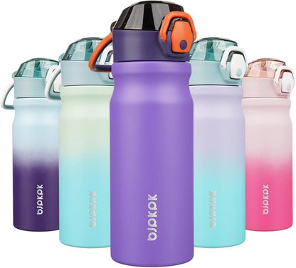 BJPKPK Stainless Steel Insulated Water Bottle - 18oz Reusable Thermal Flask with Straw Lid | Purple