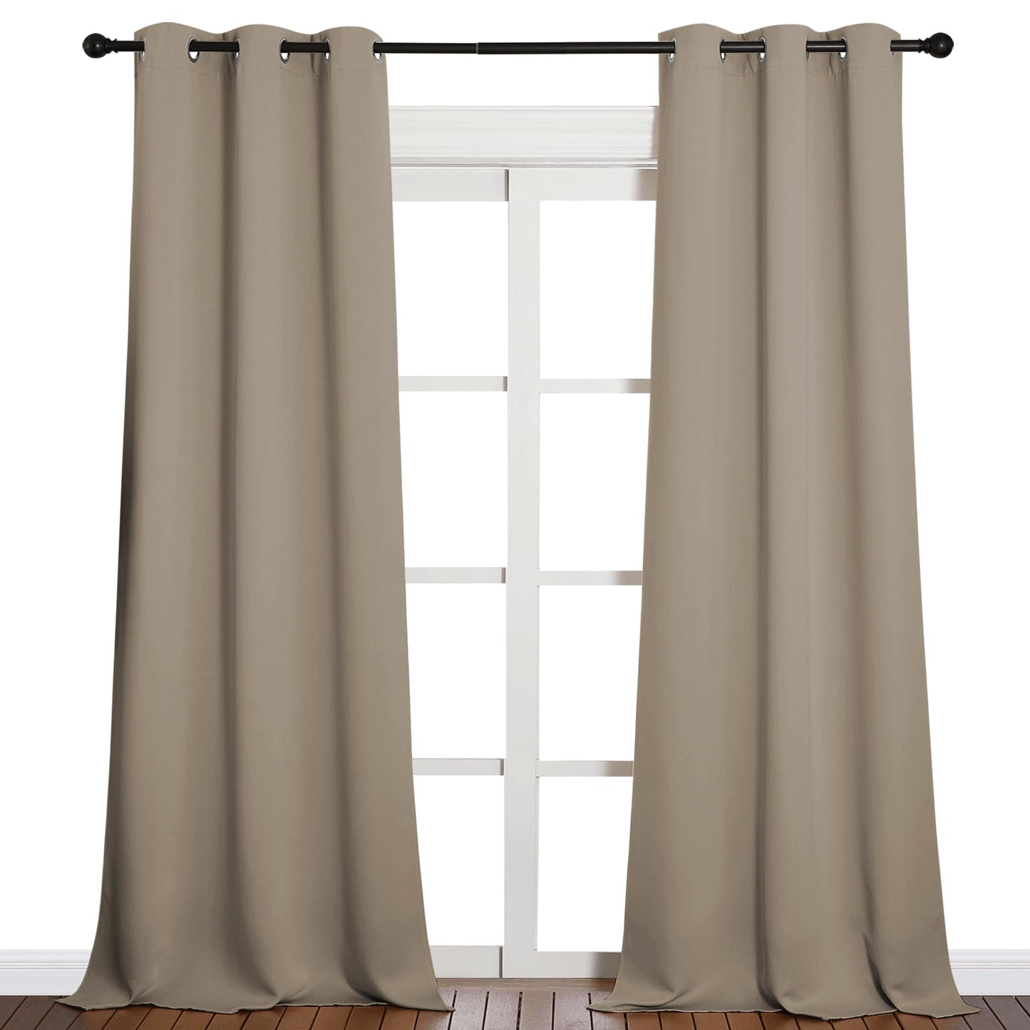 NICETOWN Patio Glass Door Blackout Curtains for Bedroom/Living Room, Privacy Panel Drapes for Dining and Guest Room (Taupe, 42 inches Wide x 90 inches Long, 1 Pair)